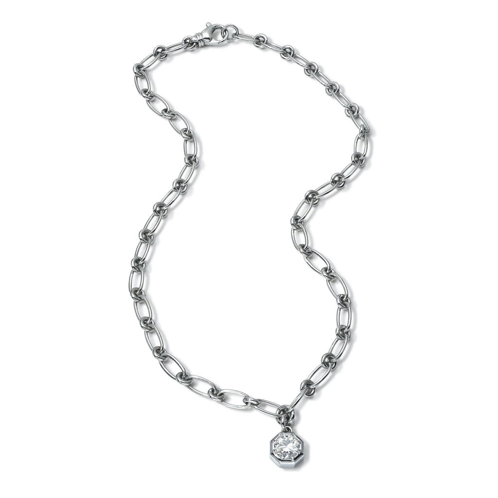 2.02ct J/SI1 GIA certified old European cut diamond prong set on our handcrafted platinum Lo necklace