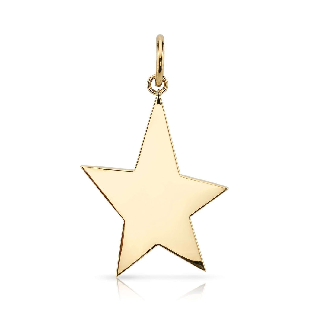 SINGLE STONE LARGE KINSLEY PENDANT featuring Handcrafted 18K yellow gold star charm. Charm measures 30mm x 40mm. Price does not include bracelet.