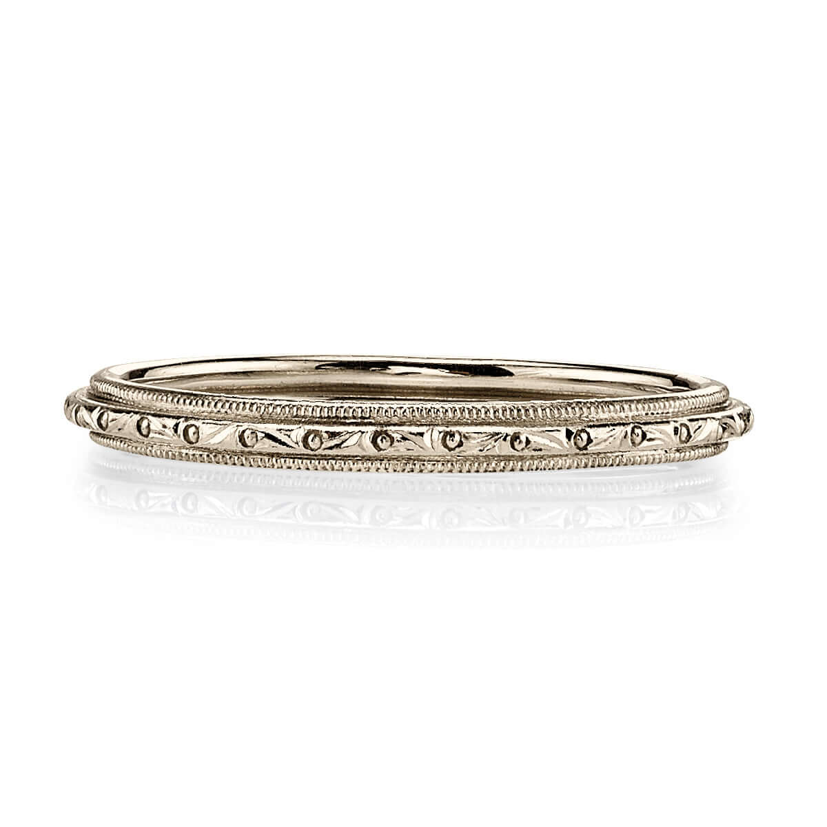 SINGLE STONE LUCY BAND | 2mm three wire handcrafted engraved band. Please inquire for additional customization.