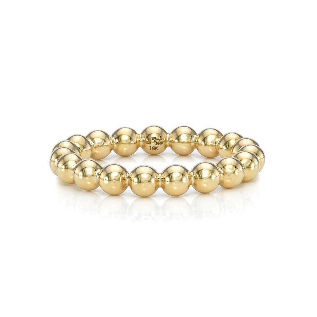 SINGLE STONE MEDIUM GAIA BAND | 3.5mm handcrafted high polish 18K yellow gold beaded band.