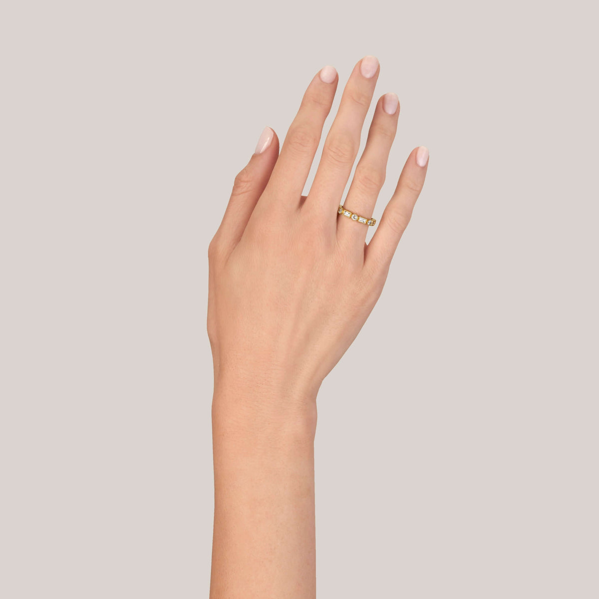 SINGLE STONE MELISSA BAND | Approximately 2.00ctw G-H/VS old European and French cut diamonds bezel set in a handcrafted eternity band. Approximate band width 3.4mm, Please inquire for additional customization.