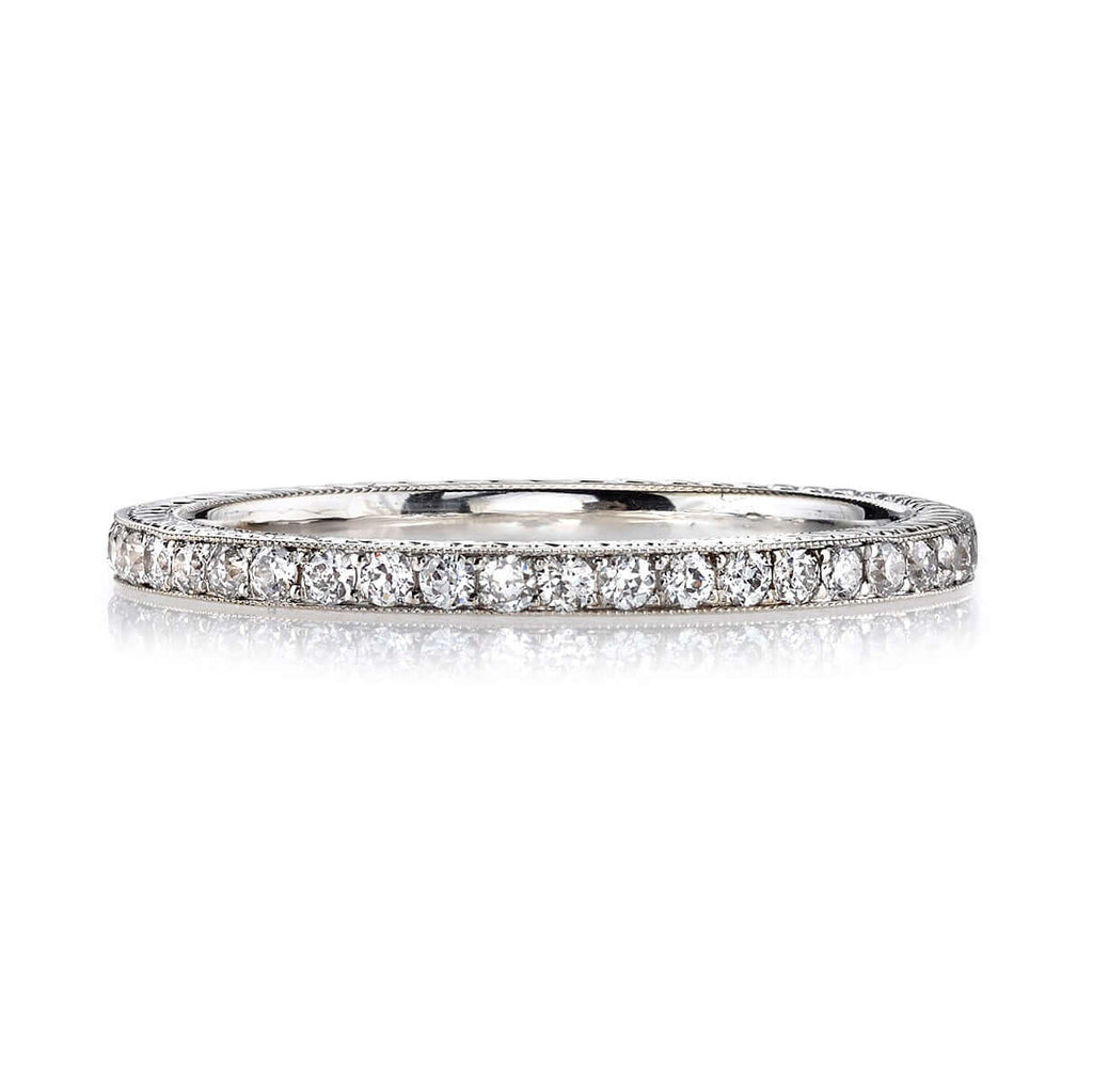 SINGLE STONE MOLLY BAND | Approximately 0.40ctw G-H/VS old European cut diamonds set in an handcrafted eternity band featuring engraved sidewalls. Approximate band with 1.6mm. Please inquire for additional customization.