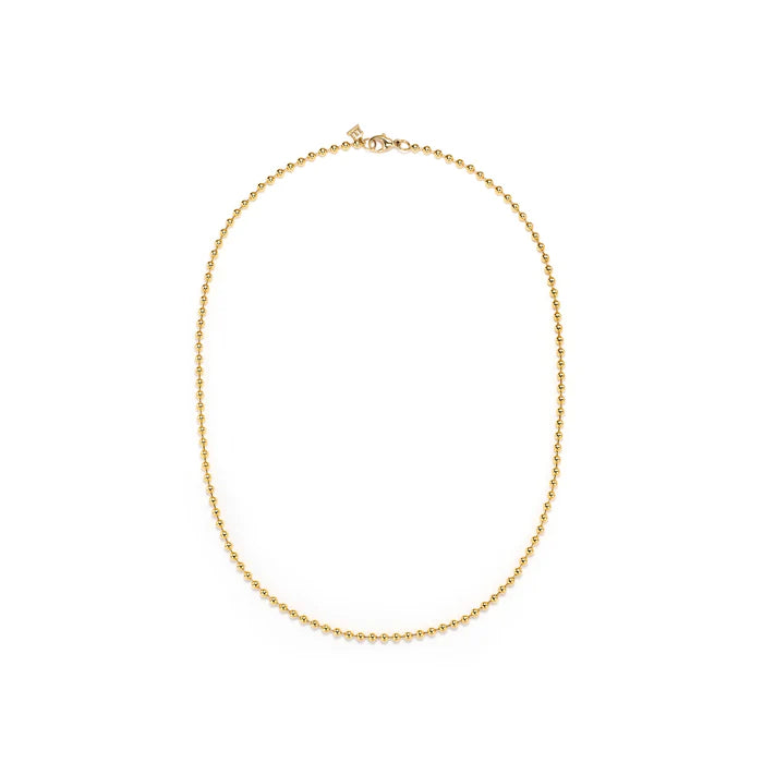 BALL CHAIN - 3mm, 18k yellow gold 16 inches with 2" extender Beaded link chain, Necklace, Temple St. Clair