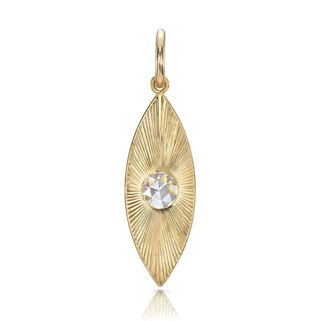 SINGLE STONE NAYA PENDANT featuring 0.79ct G/SI2 GIA certified rose cut diamond bezel set in a handcrafted 18K yellow gold oval shaped pendant. Price does not include chain.