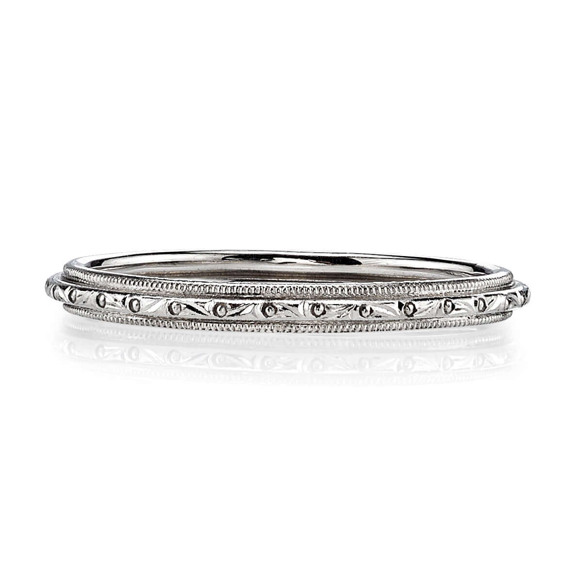 SINGLE STONE LUCY BAND | 2mm three wire handcrafted engraved band. Please inquire for additional customization.