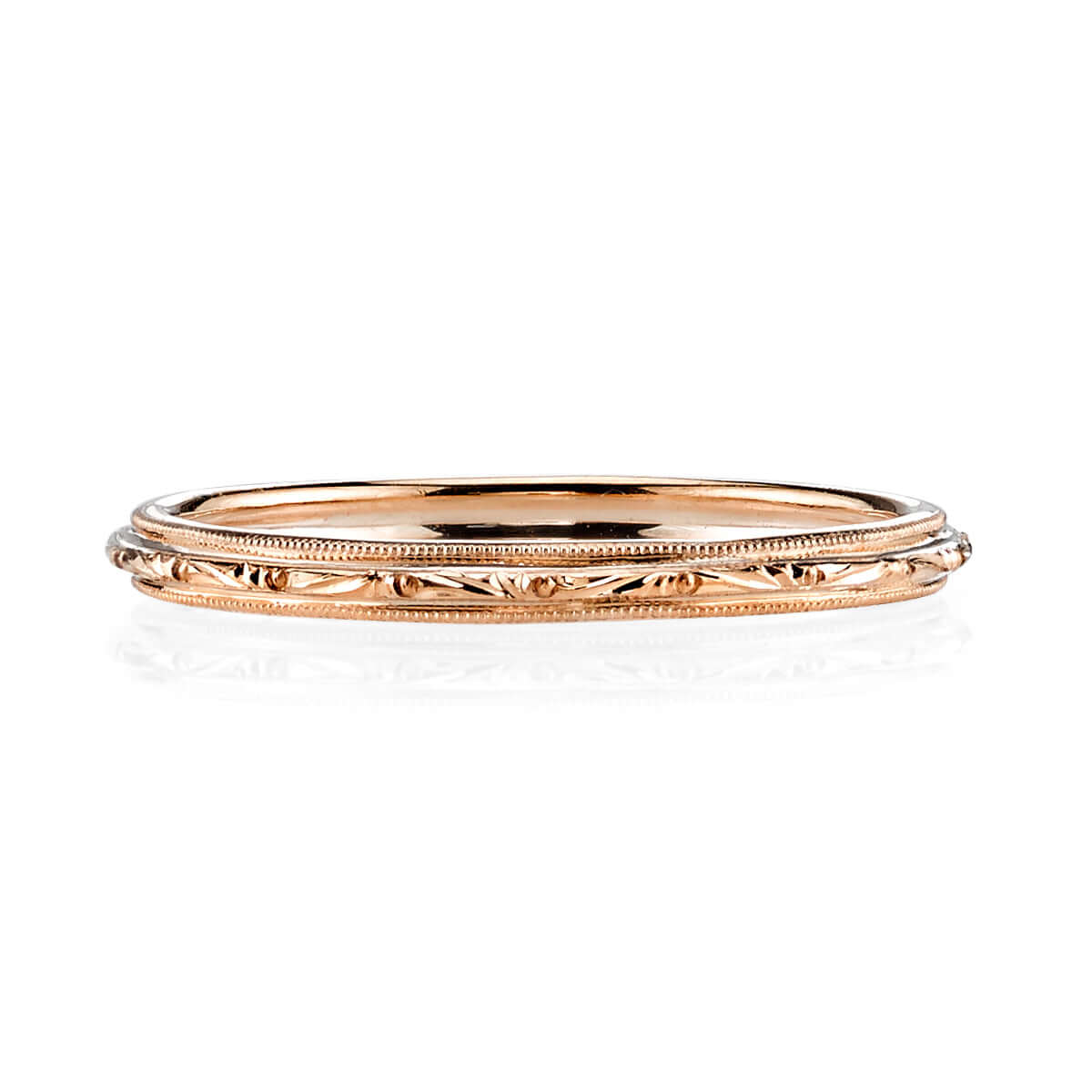 SINGLE STONE LUCY BAND | 2mm three wire handcrafted engraved band. Please inquire for additional customization.