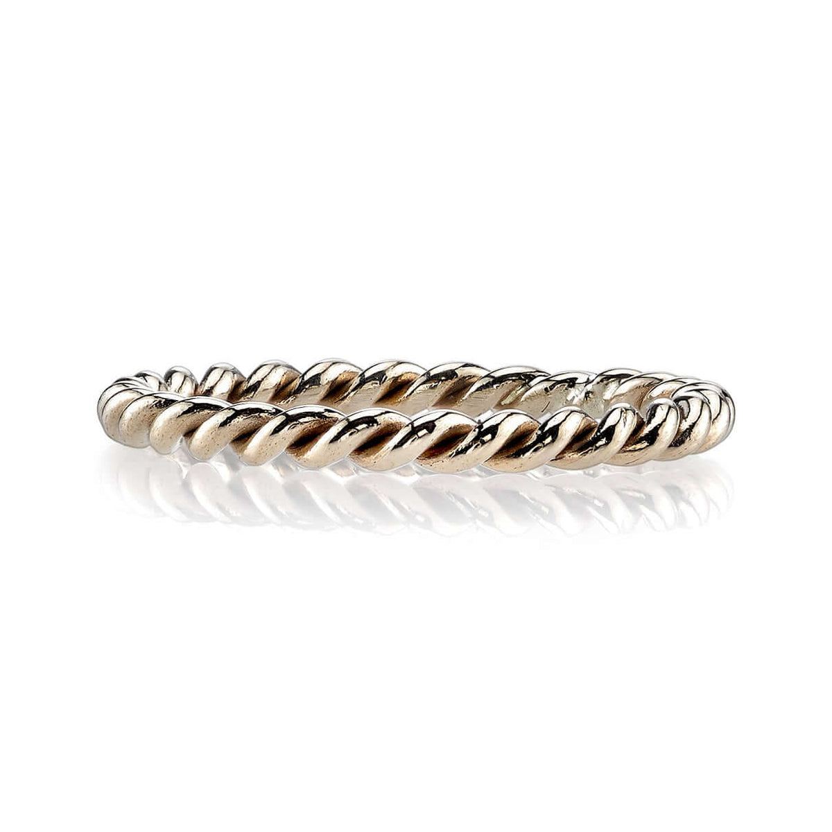 SINGLE STONE SMALL LARA BAND | Handcrafted 18K gold 2mm twisted rope band. Please inquire for additional customization.