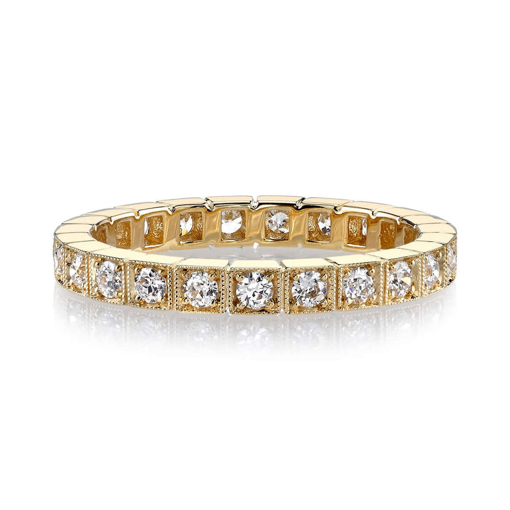 SINGLE STONE BECCA BAND | Approximately 0.75ctw G-H/VS old European cut diamonds set in a handcrafted square sectional eternity band. Approximate band width 2.5mm. Please inquire for additional customization.