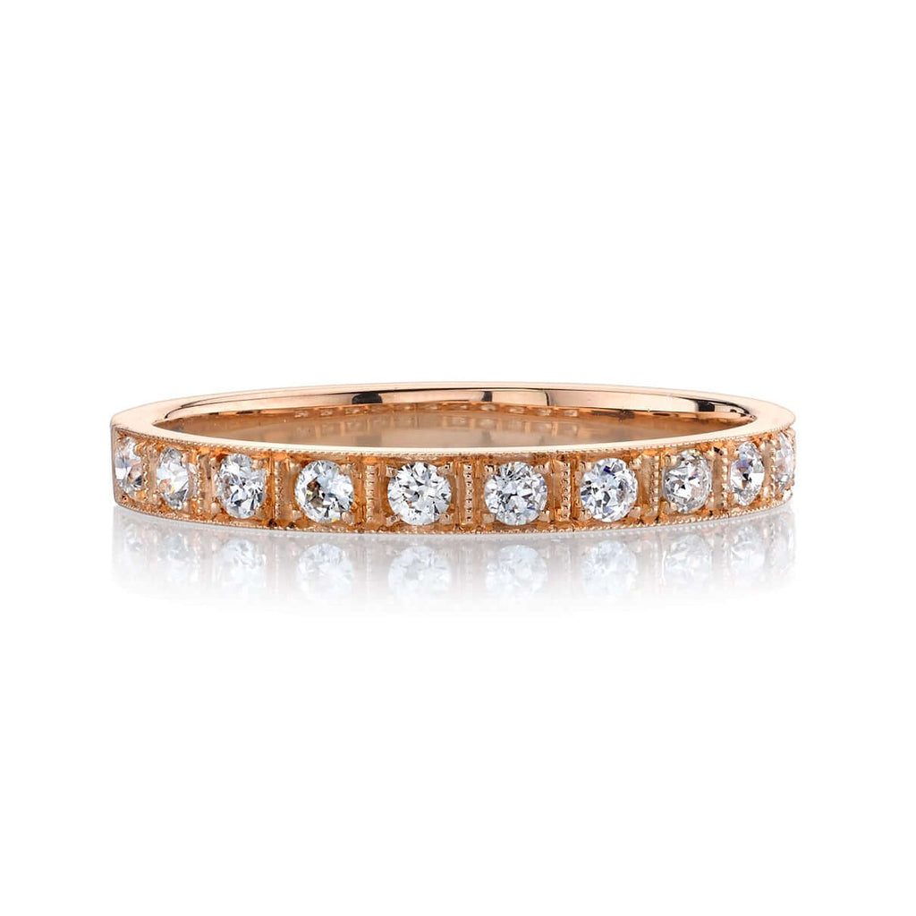 SINGLE STONE HADLEY BAND | Approximately 0.20ctw G-H/VS old European cut diamonds prong set in a handcrafted half eternity band. Approximate band width 2.3mm. Please inquire for additional customization.