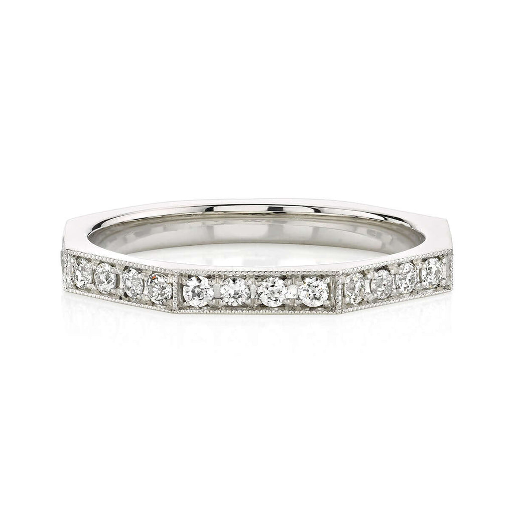 SINGLE STONE REILYN BAND | Approximately 0.65ctw old European cut diamonds set in a handcrafted octagonal sectional band Approximate band with 2.2mm. Please inquire for additional customization.