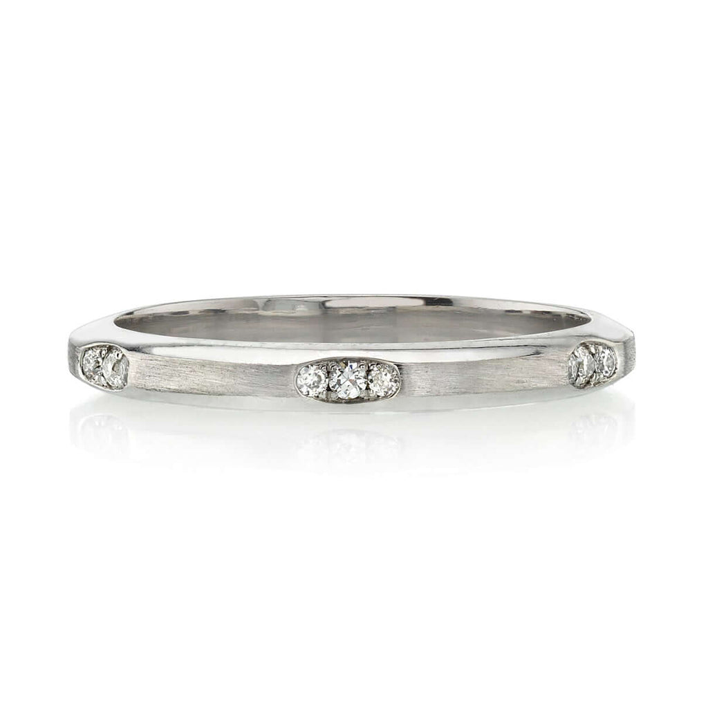 SINGLE STONE GROVER BAND | Approximately 0.15ctw G-H/VS old European cut diamonds set in a handcrafted satin finish eternity band. Approximate band width 2mm. Please inquire for additional customization.