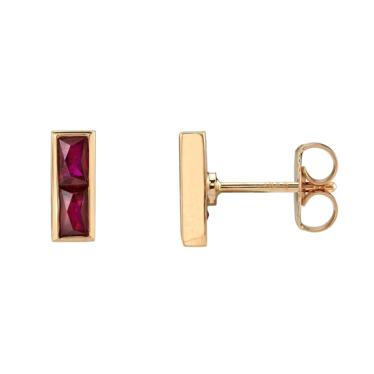 SINGLE STONE MONET STUDS WITH GEMSTONES | Earrings featuring Approximately 0.70ctw French cut gemstones set in handcrafted 18K gold bar stud earrings.