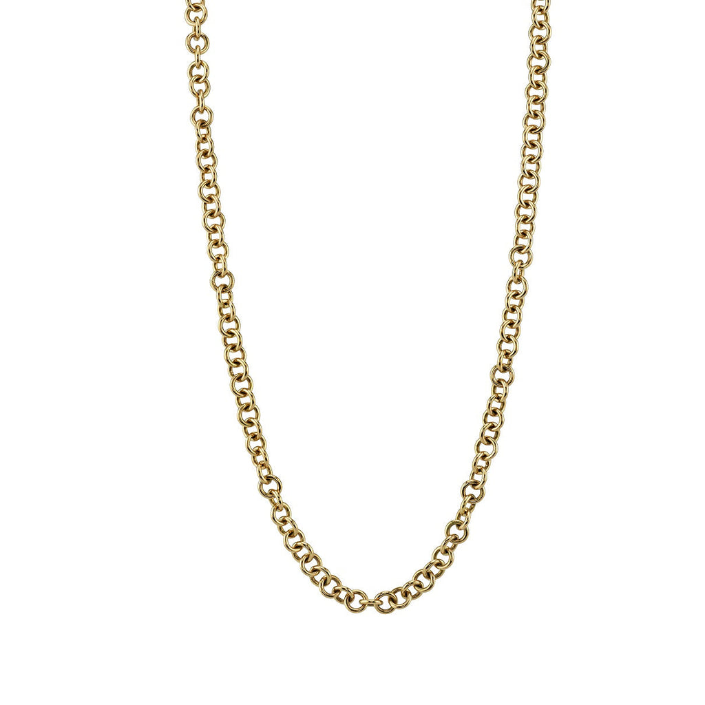 SINGLE STONE MINI CLUB CHAIN featuring Handcrafted 18K yellow gold small club chain. Chain shown measures 27". Price does not include charms.