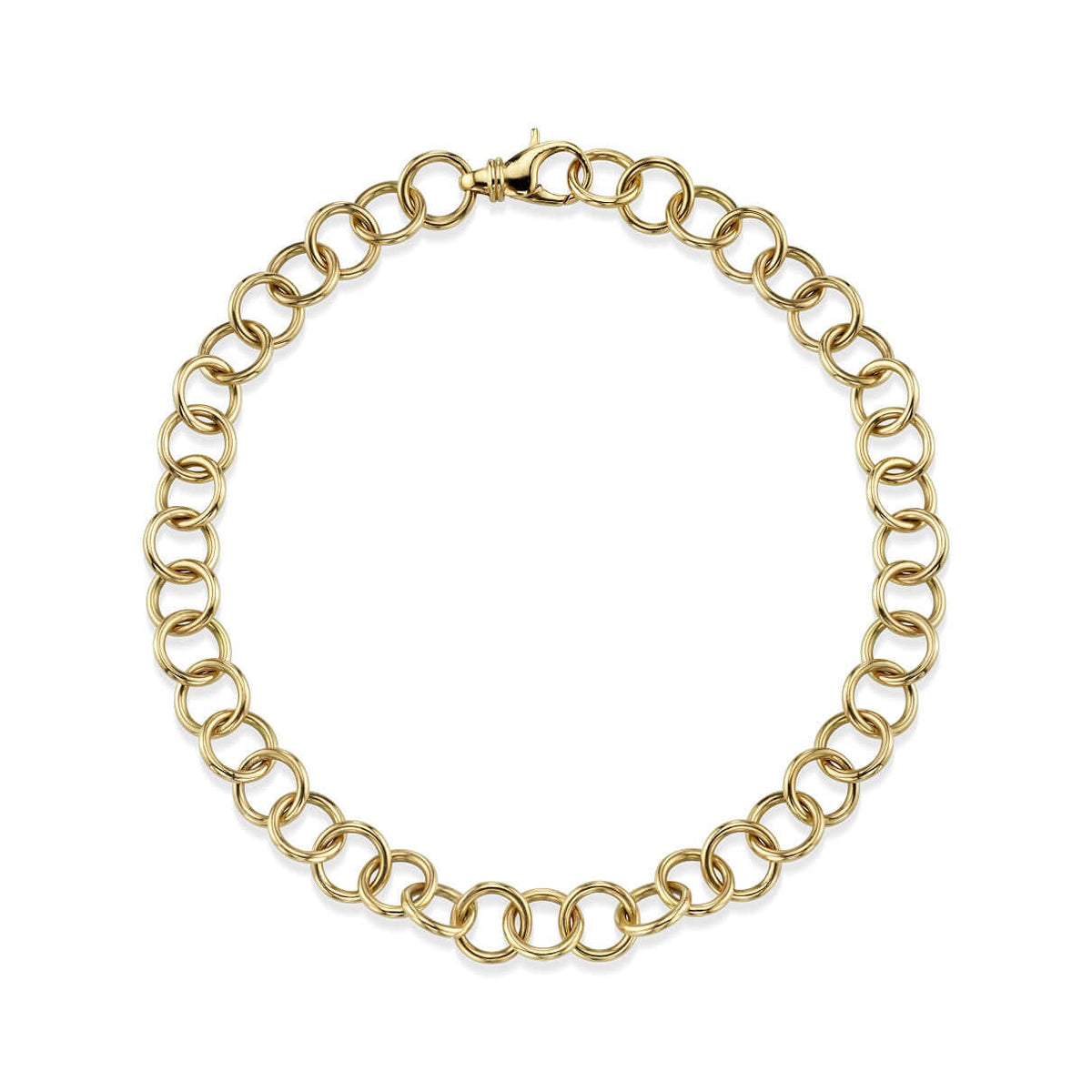 SINGLE STONE CLUB NECKLACE featuring Handcrafted 18K yellow gold link necklace. Charms sold separately. Available in 16" or 17" lengths.