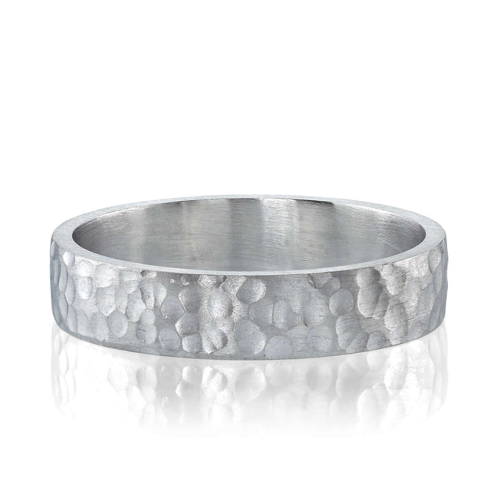 SINGLE STONE CHARLES BAND | 5mm handcrafted hammered Men's band. Band widths available from 2mm to 12mm.