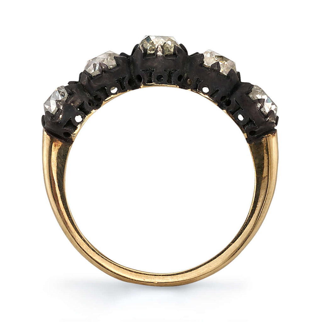 SINGLE STONE HUNTER RING featuring 2.03ctw I-L/VS2-SI1 antique cushion cut diamonds set in a handcrafted 18K yellow gold and oxidized silver mounting.