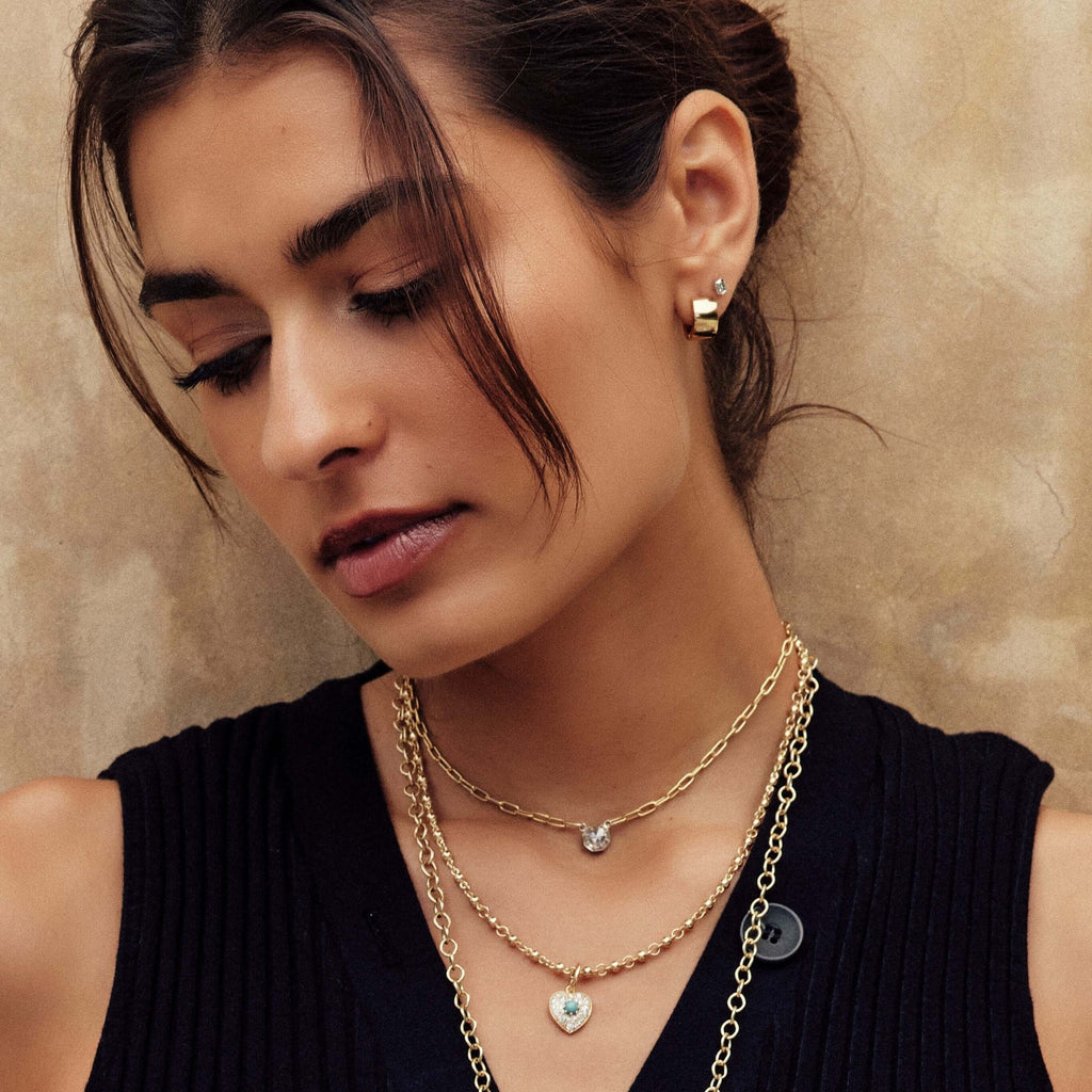 SINGLE STONE ROSARY CHAIN featuring Handcrafted 18K gold round ball chain. Available from 16" to 27". Length shown is 18". Charms sold separately.