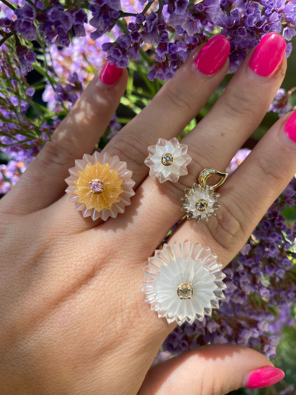 SUMMER SNOW MULTI-STONE RING, 9k yellow gold 
, RINGS, Alice Cicolini