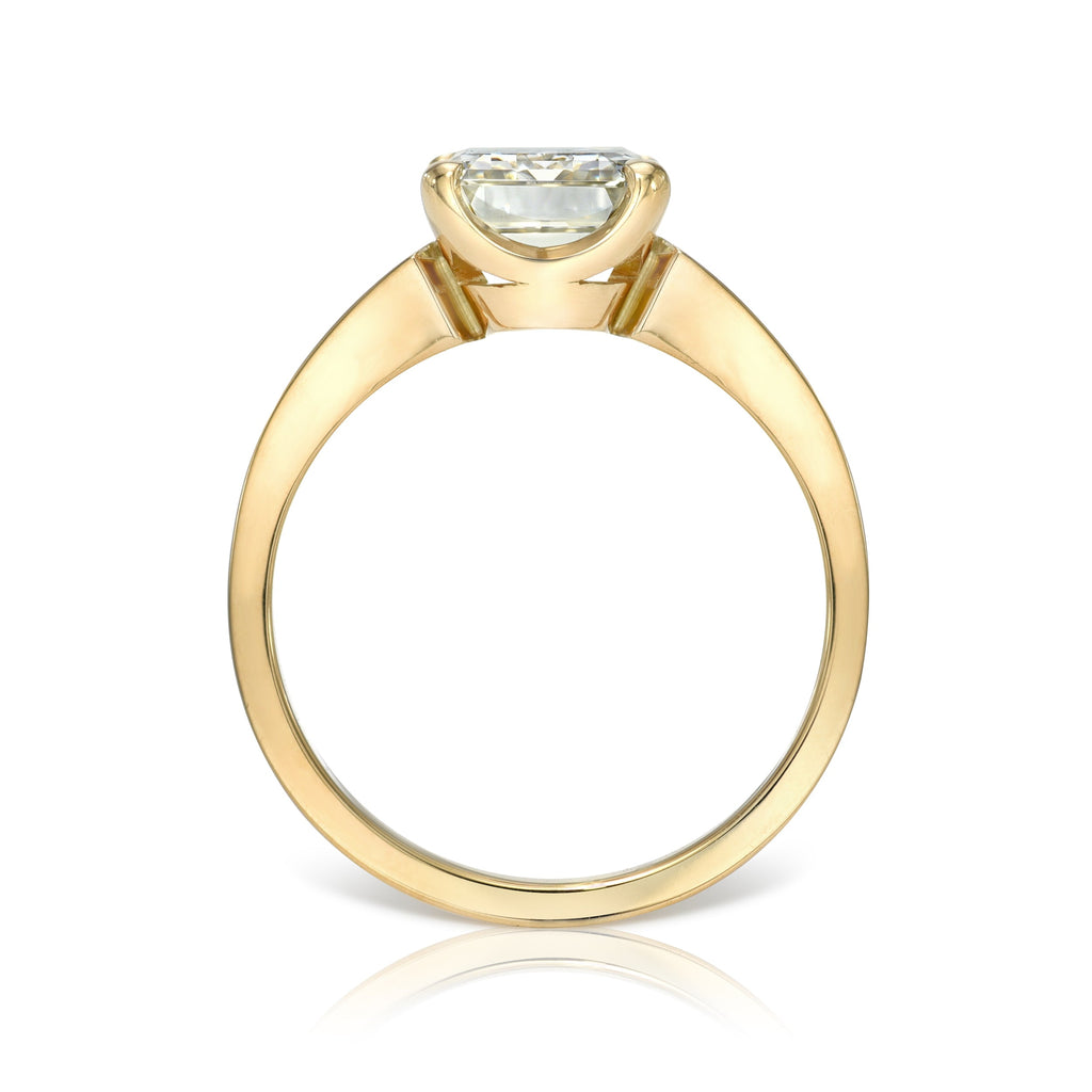 SINGLE STONE SIMONE RING featuring 2.47ct M/VS2 GIA certified emerald cut diamond prong set in a handcrafted 18K yellow gold mounting.