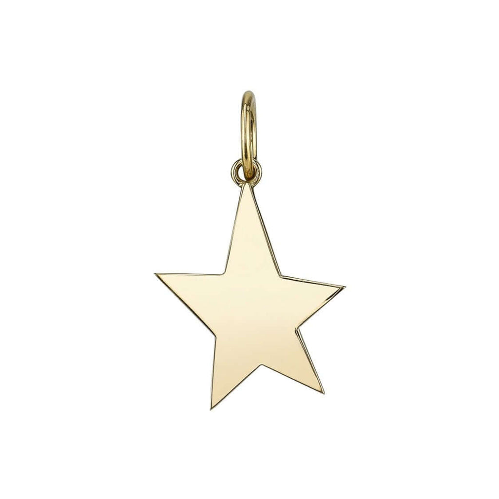 SINGLE STONE SMALL KINSLEY PENDANT featuring Handcrafted 18K yellow gold star pendant. Available in a polished or pave diamond set finish. Pave finish features approximately 0.40ctw G-H/VS old European cut diamonds. Charm measures 16mm x 23mm. Price does