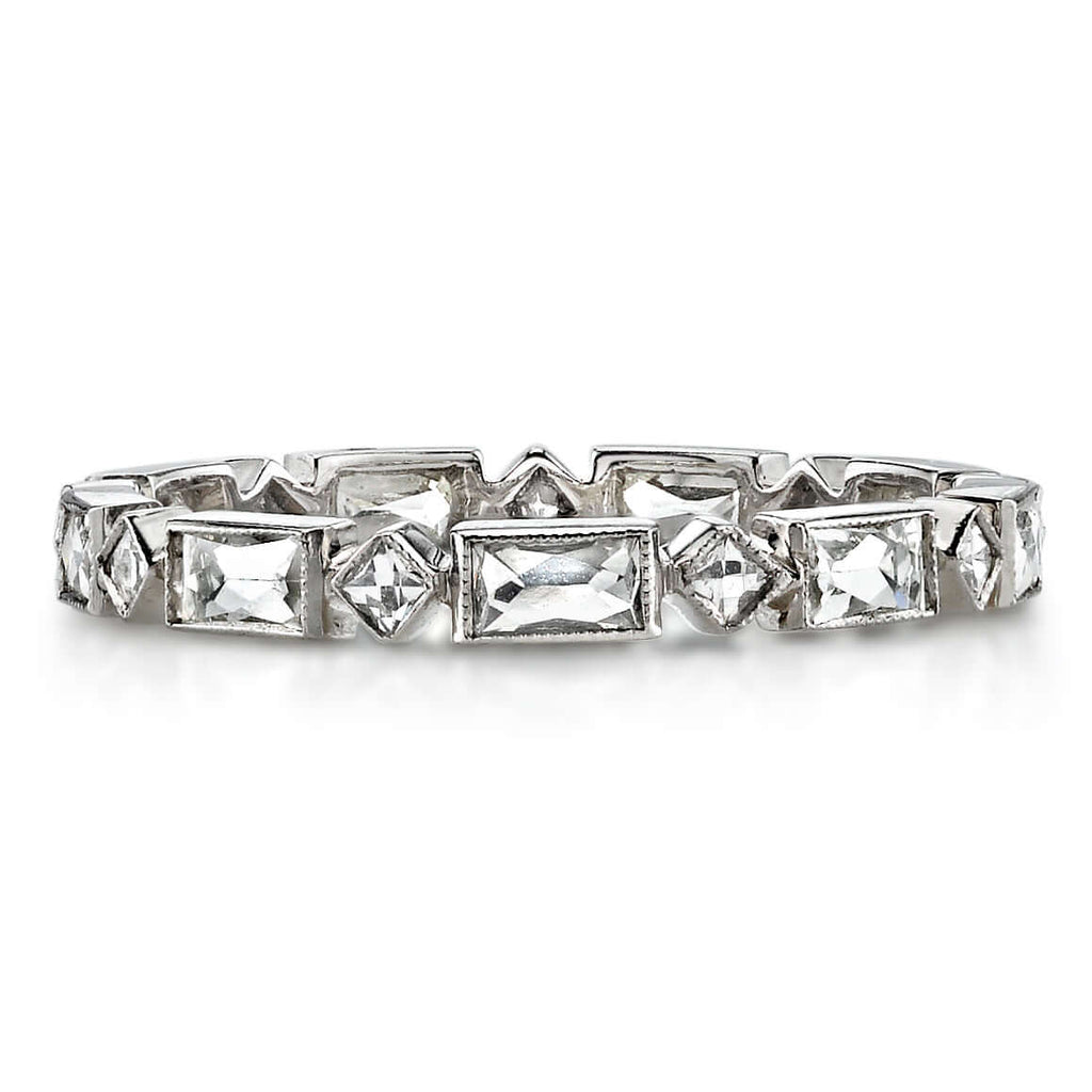 SINGLE STONE MADELINE BAND | Approximately 0.80-1.00ctw square and rectangular French cut diamonds bezel set in a handcrafted eternity band. Approximate band width 2.4mm. *Stone weight may vary from piece to piece. Please inquire for additional customizat