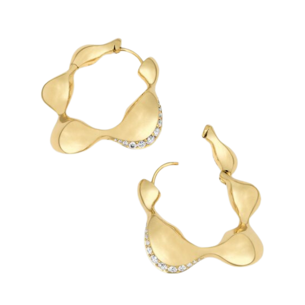CAYRN HOOPS, 18k yellow gold 0.62cts round brilliant diamonds Made in Los Angeles, EARRINGS, VRAM