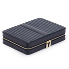 MARIA LARGE ZIP CASE, Material: Leather 
Storage: 10 ring rolls, 2 open compartments, 1 lidded compartment, 2 drawstring pouches,  6 necklace snap-on hooks with pocket, 1 ring bar, one earring bar. 
LusterLoc™: Allows the fabric lining the inside of your jewellery cases to absorb the hostile gases known to cause tarnishing. Under typical storage conditions, it can prevent tarnishing for up to 35 years 

, Gifts, WOLF DESIGNS, INC