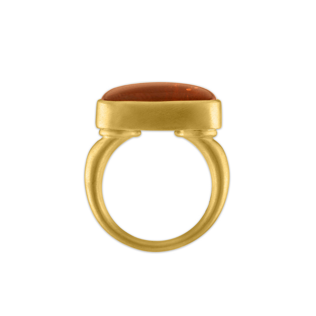 ORANGE TOURMALINE TEGULA RING, 22k yellow gold Orangy-red tourmaline Size 6.75 Made in New York, RINGS, Prounis Jewelry