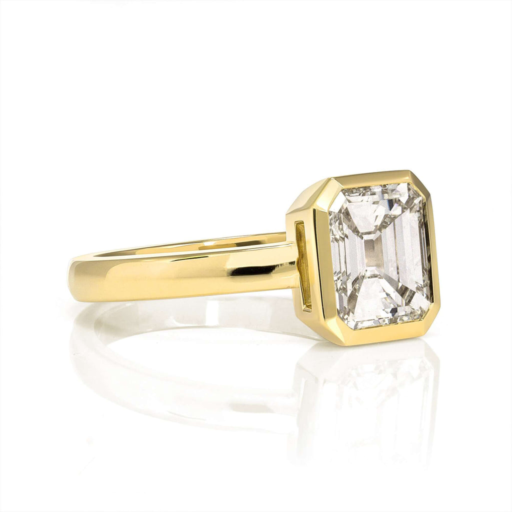 SINGLE STONE WYLER RING featuring 1.51ct M/VS2 GIA certified Emerald cut diamond bezel set in a handcrafted 18K yellow gold mounting.