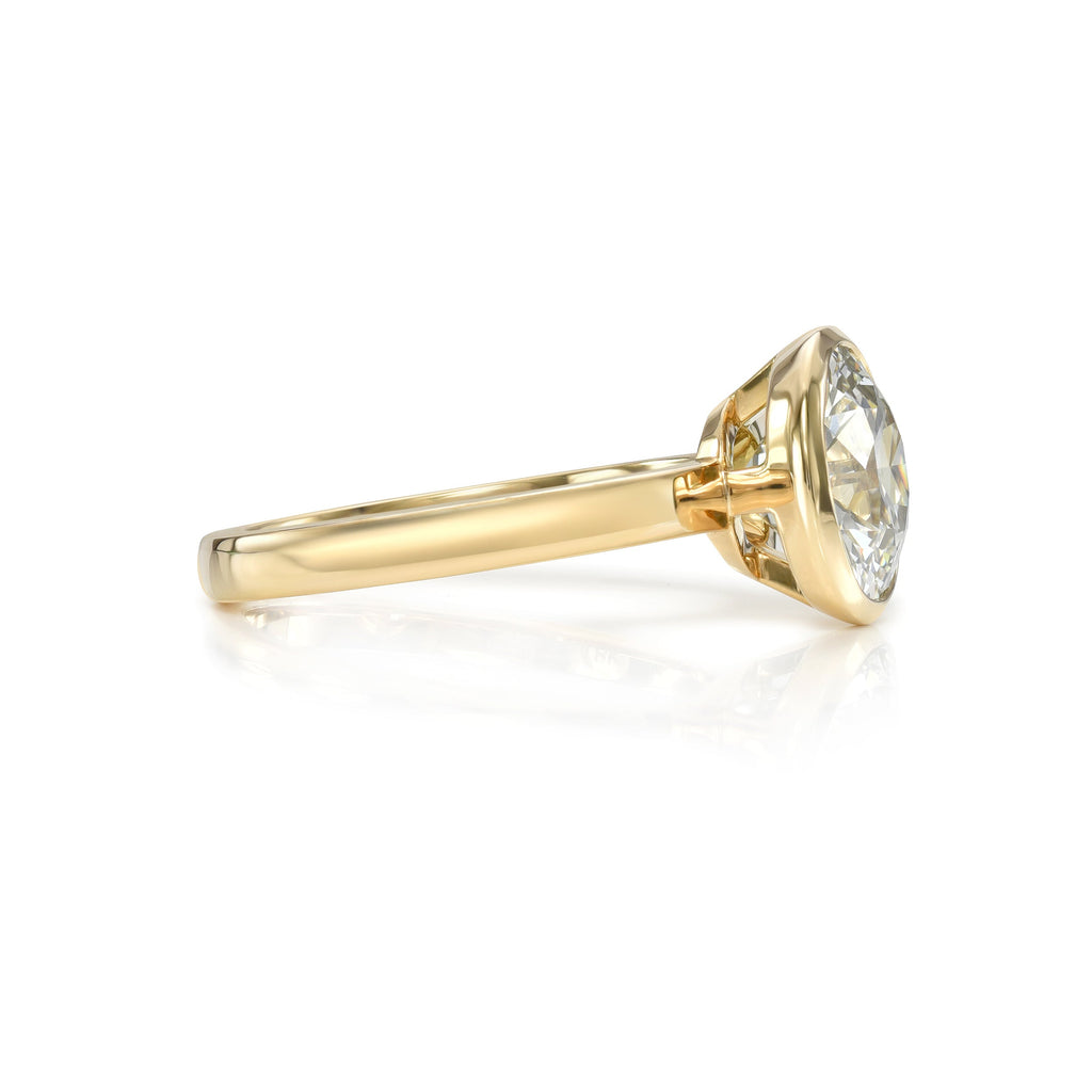 SINGLE STONE WYLER RING featuring 2.48ct L/SI1 GIA certified old European cut diamond bezel set in a handcrafted 18K yellow gold mounting.
