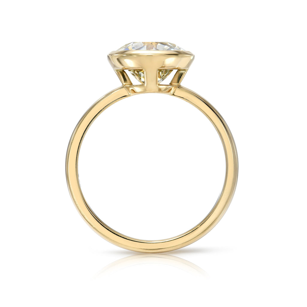 SINGLE STONE WYLER RING featuring 2.48ct L/SI1 GIA certified old European cut diamond bezel set in a handcrafted 18K yellow gold mounting.