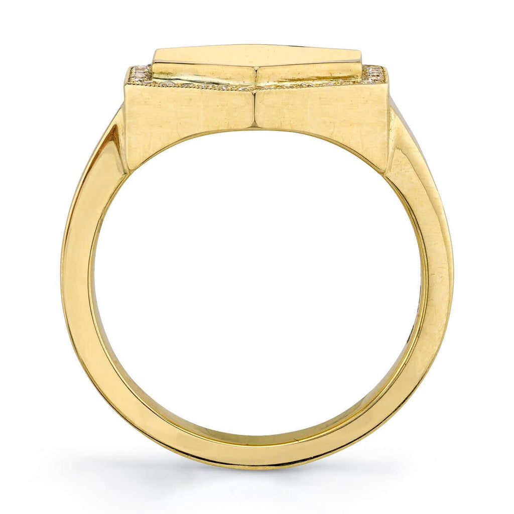 SINGLE STONE ZOE RING featuring Vintage inspired 18K yellow gold hexagon signet ring. Available with or without diamonds. Price includes monogrammed engraving of up to three letters in any of the styles shown above - please be sure to specify before placi