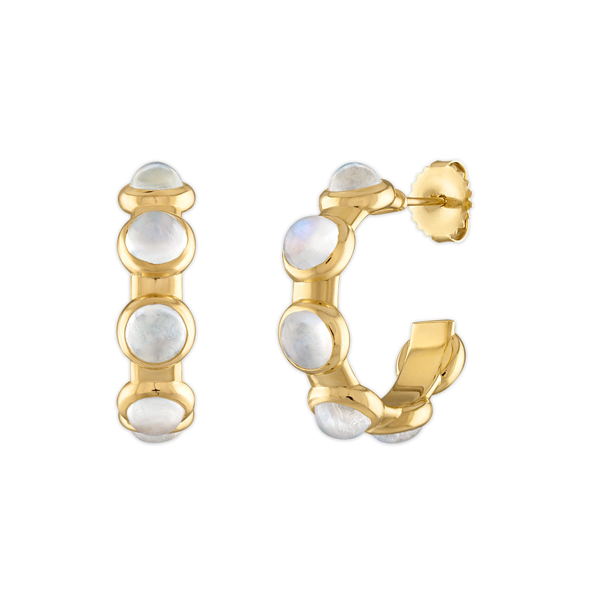 VIC HOOP EARRINGS - MOONSTONE, 18k yellow gold 
Moonstone, Earrings, Jade Ruzzo
