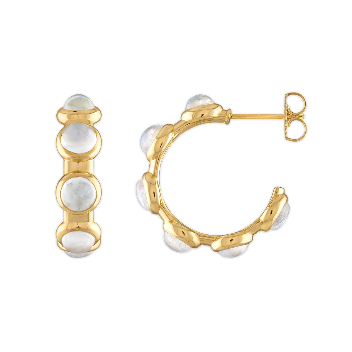 VIC HOOP EARRINGS - MOONSTONE, 18k yellow gold 
Moonstone, Earrings, Jade Ruzzo