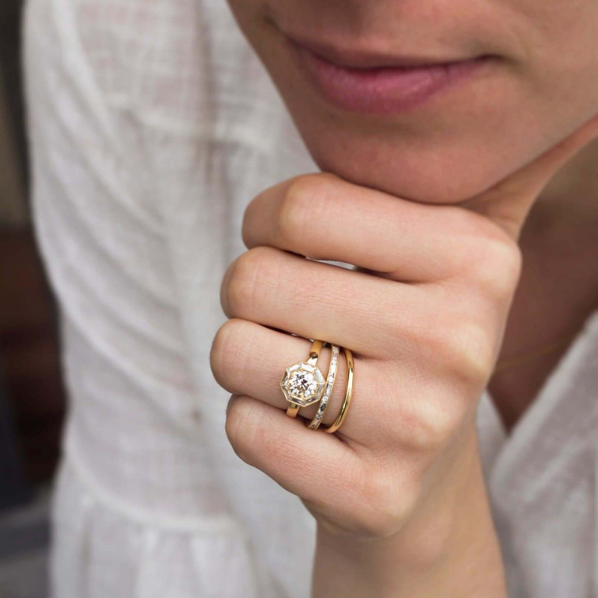 SINGLE STONE MICHELLE BAND | Approximately 0.65ctw French cut and old European cut diamonds set in a handcrafted channel set eternity band. ﻿Approximate band width 2.1mm. All of our jewelry is individually made to order in Los Angeles, please allow 6-8 we