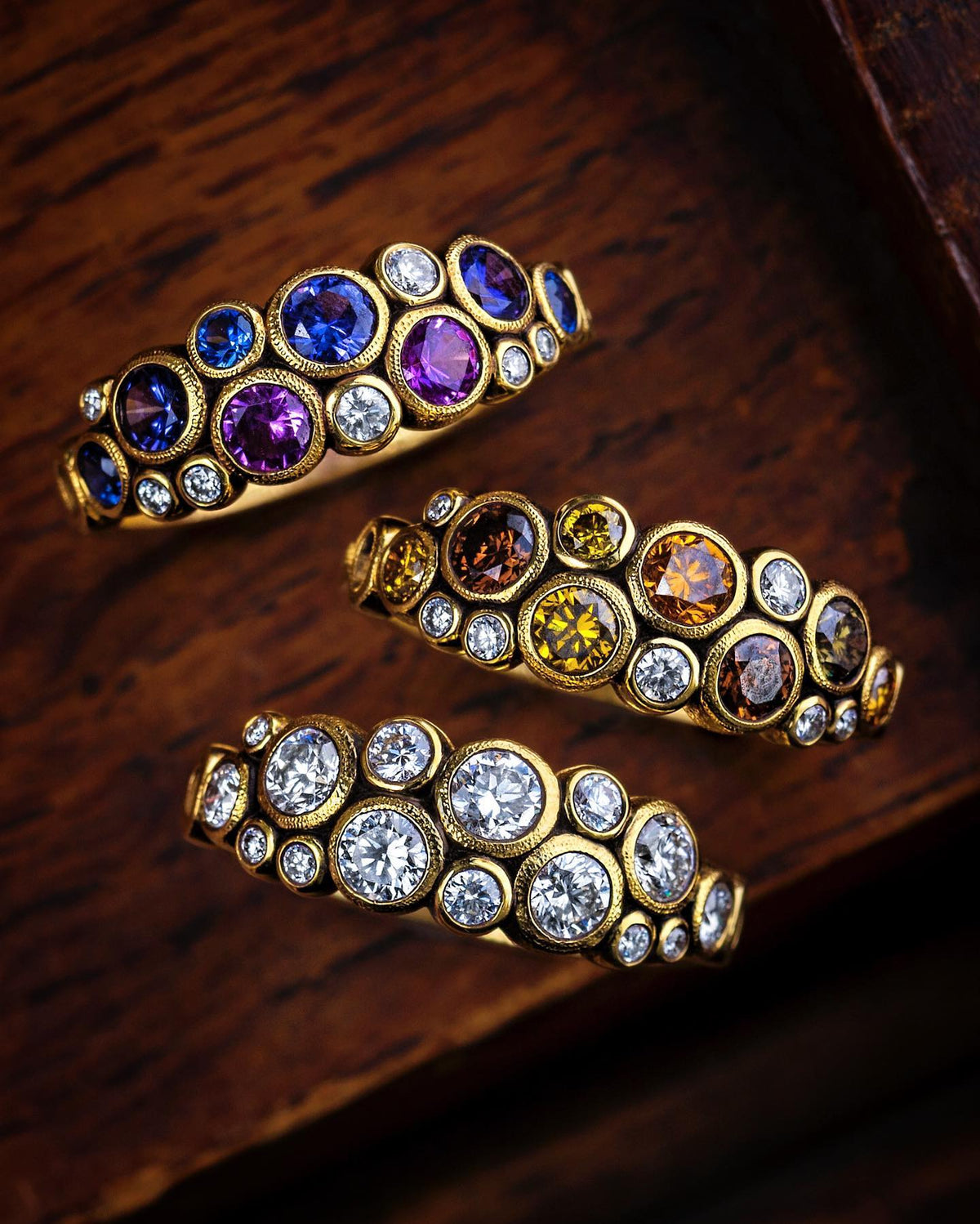 DIAMOND ORCHARD BAND, 18k yellow gold 
0.95ctw Brilliant cut diamonds 
Made in New York 
, Band, Alex Sepkus