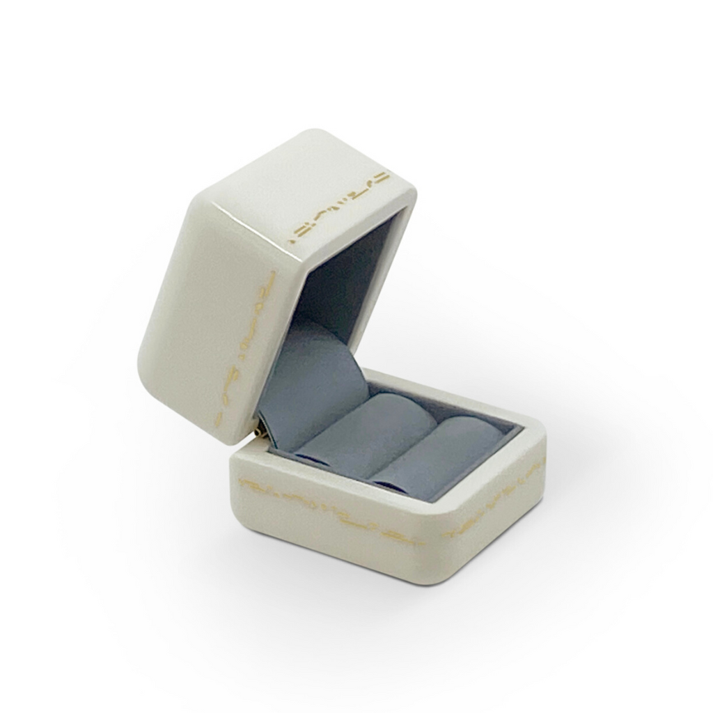 WILL YOU SINGLE RING BOX - WHITE, Wood with high gloss finish Features delicate gold effect inlay Brass plated hardware Faux suede interior 48mm wide, 48mm deep, 55mm high, Jewelry Case, Trove
