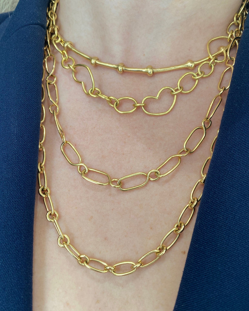 OPEN HEART LINK NECKLACE, 18k yellow gold 
18 inches in length 
Made in Greece 
, Necklace, Christina Alexiou