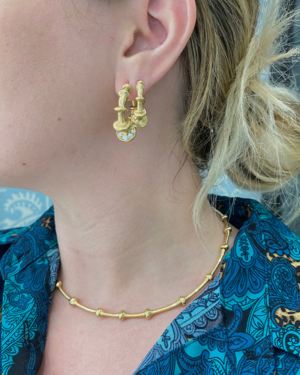 CHRONA HOOPS WITH DIAMONDS, 18k yellow gold  
, EARRINGS, VRAM
