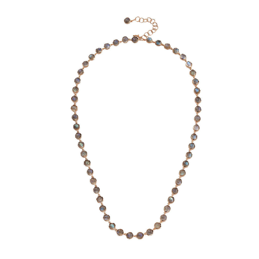 LABRADORITE NECKLACE, 18k rose gold 
5mm labradorite 
18 inches in length 
Made in Los Angeles 
, Necklace, Irene Neuwirth