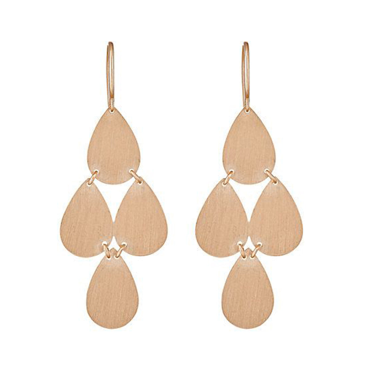 FOUR DROP EARRINGS, 18k gold 
Satin finish 
Made in Los Angeles 
, Earrings, Irene Neuwirth
