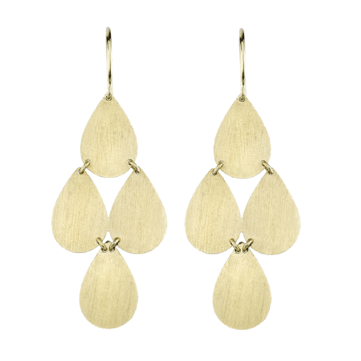 FOUR DROP EARRINGS, 18k gold 
Satin finish 
Made in Los Angeles 
, Earrings, Irene Neuwirth
