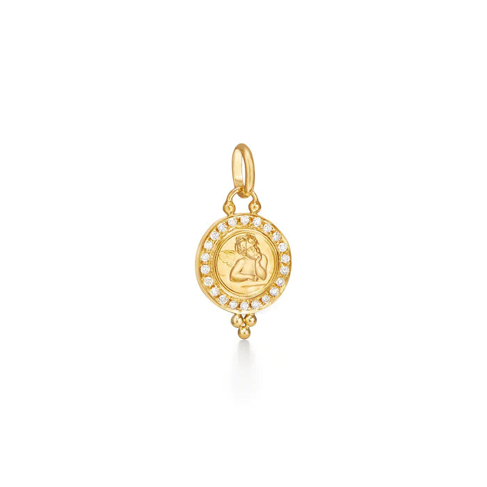 ANGEL PENDANT WITH PAVE DIAMONDS, 18k yellow gold, Pendant, Temple St. Clair