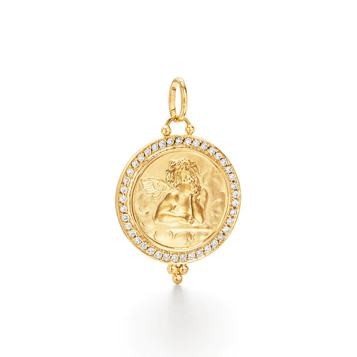 ANGEL PENDANT WITH PAVE DIAMONDS, 18k yellow gold, Pendant, Temple St. Clair