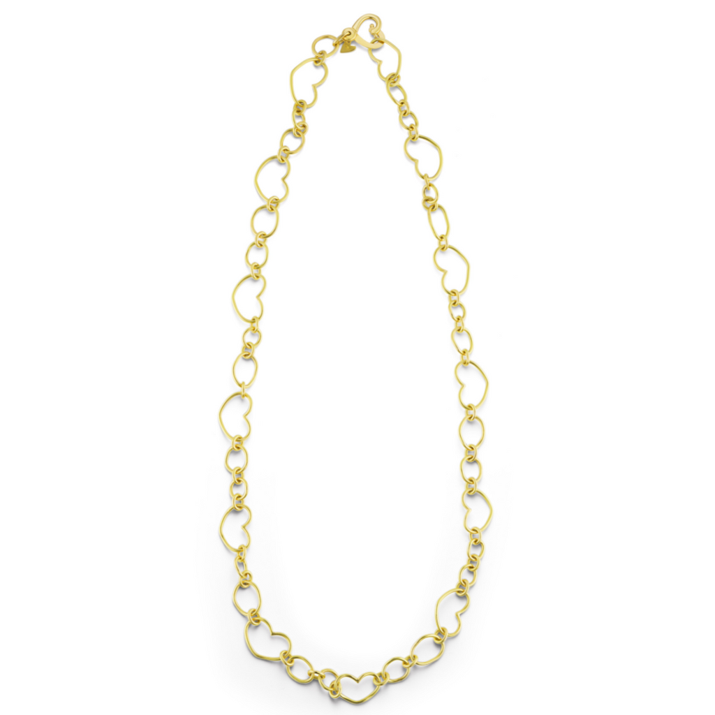 OPEN HEART LINK NECKLACE, 18k yellow gold 18 inches in length Made in Greece, Necklace, Christina Alexiou