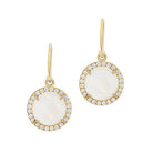 MOONSTONE EARRINGS, 18k yellow gold 
11mm Rose cut moonstone 
0.53ctw diamond pavé 
Made in Los Angeles 
, Earrings, Irene Neuwirth