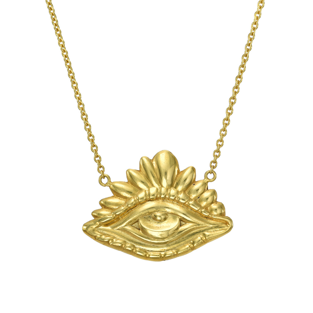 EVIL EYE NECKLACE, 18k yellow gold 18 inches in length Made in Greece, Necklace, Christina Alexiou