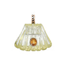 LEMON QUARTZ CAPRI SHELL WITH CITRINE, 18k rose gold &amp; black enamel 
Carved lemon quartz Capri shell, Pendant, DEZSO