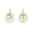 CARVED WHITE CORAL AND DIAMOND EARRINGS, 18k rose gold 
Diamonds 
Carved white coral 
, Earrings, DEZSO