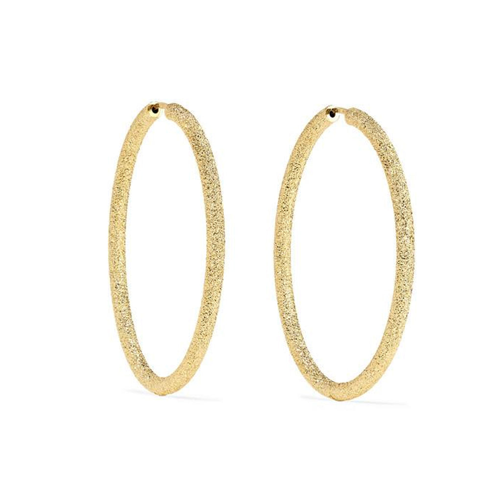 LARGE OVAL FLORENTINE THICK HOOP, 18k yellow gold Florentine finish Made in Italy, Earrings, Carolina Bucci
